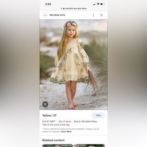 Mia belle girls lace dress fits like 4/5t NWOT accidentally ordered 2